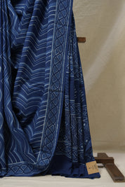 Indigo Blue HBP Cotton Saree - SRIBCS3112