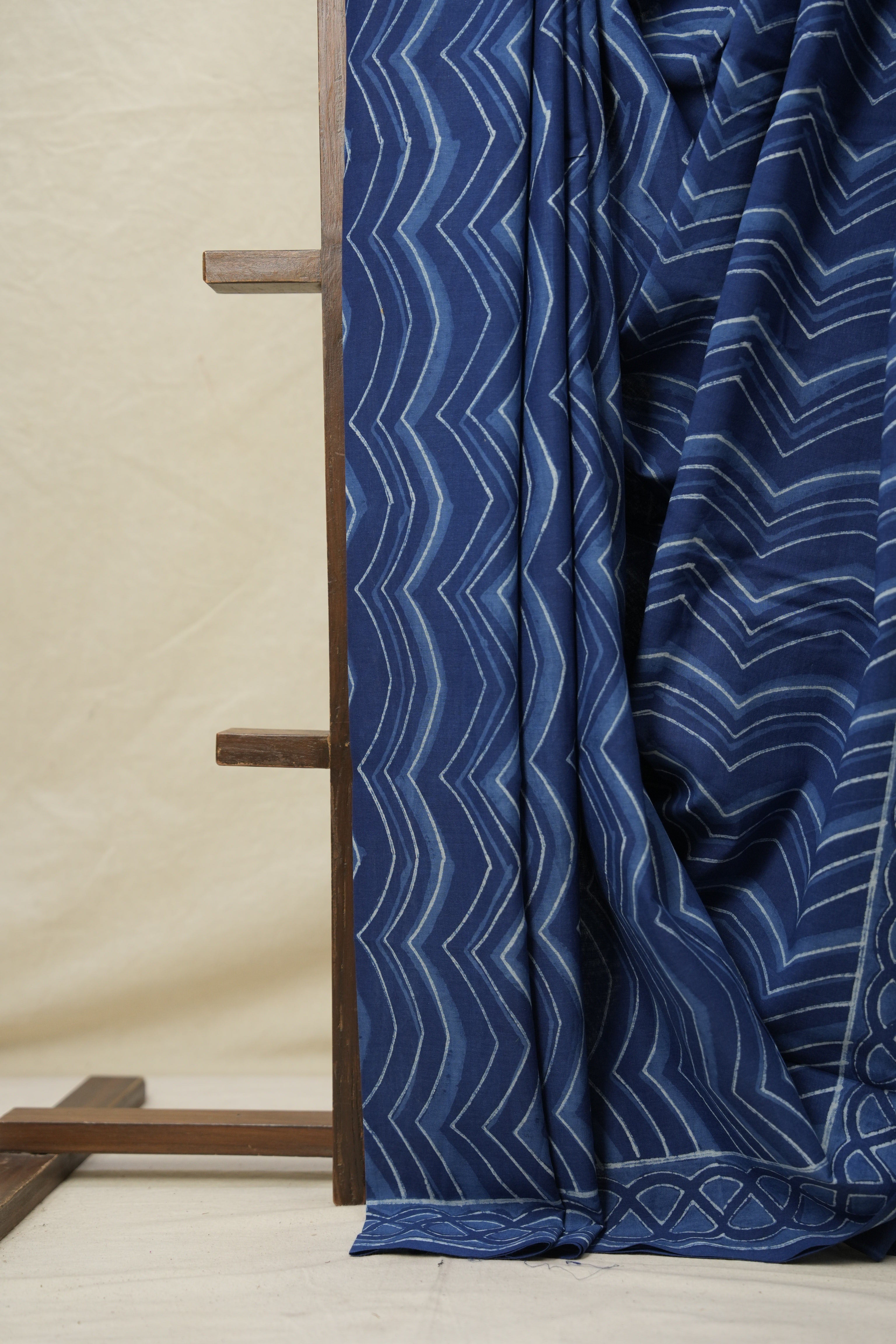 Indigo Blue HBP Cotton Saree - SRIBCS3112