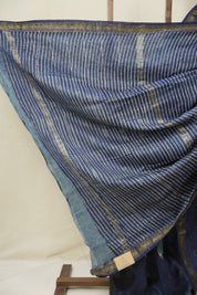 Blue HBP Cotton Silk Saree With Maheshwari Border - SRBCSS1580