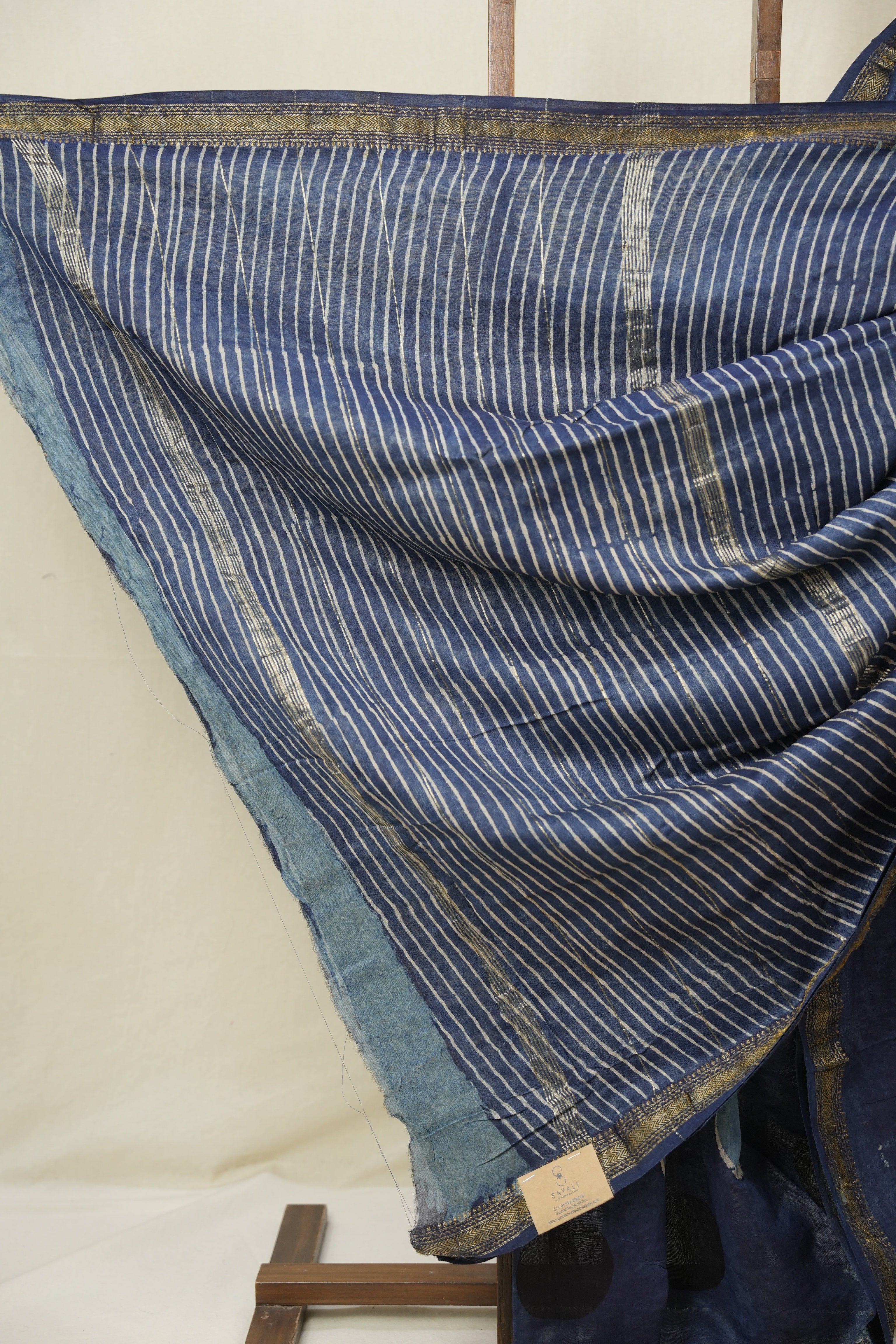 Blue HBP Cotton Silk Saree With Maheshwari Border - SRBCSS1580