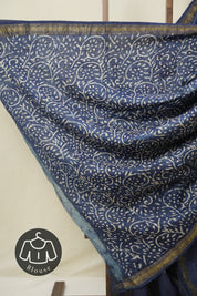 Blue HBP Cotton Silk Saree With Maheshwari Border - SRBCSS1580