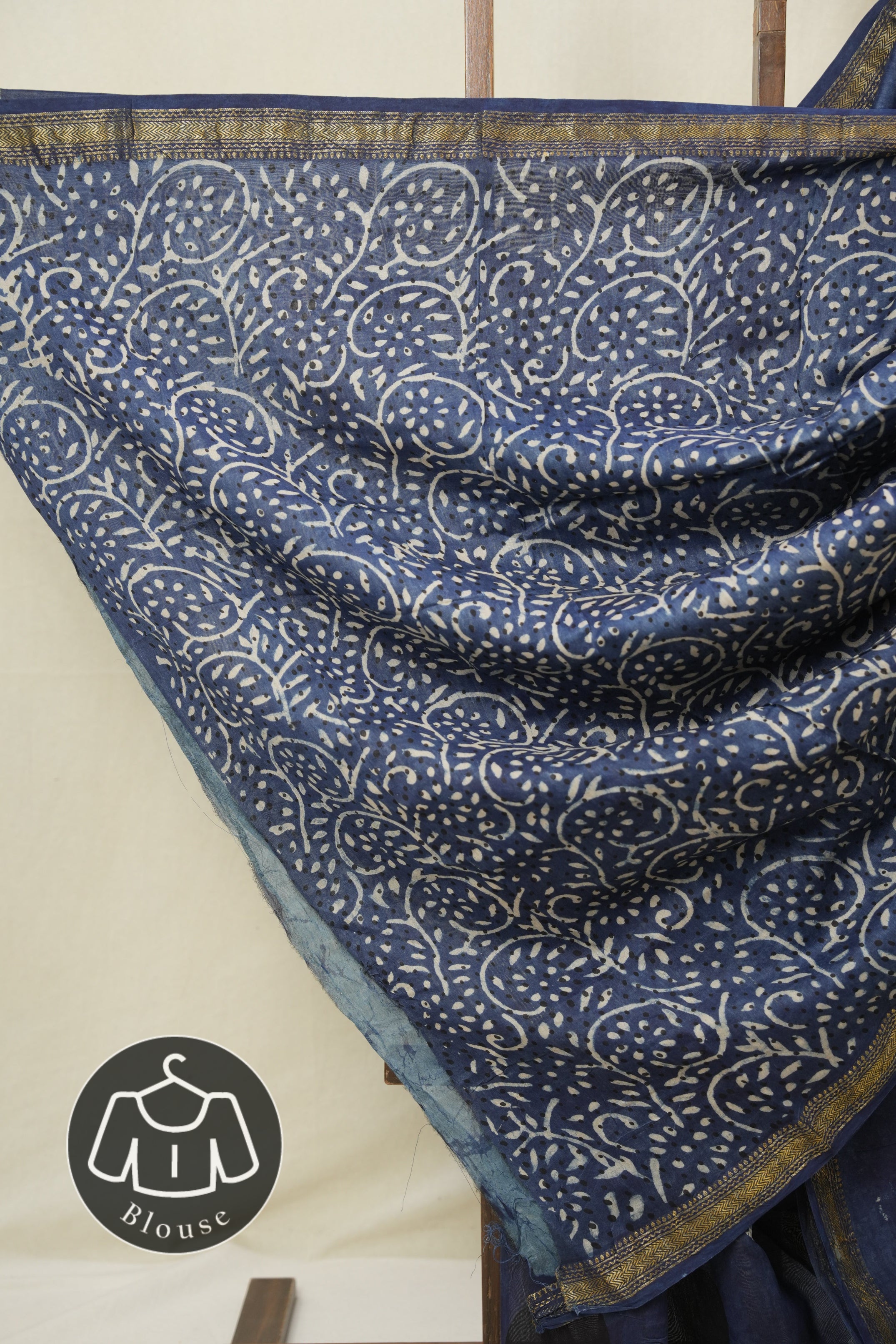 Blue HBP Cotton Silk Saree With Maheshwari Border - SRBCSS1580