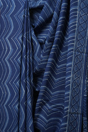 Indigo Blue HBP Cotton Saree - SRIBCS3112