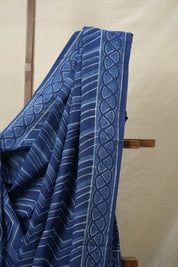 Indigo Blue HBP Cotton Saree - SRIBCS3112
