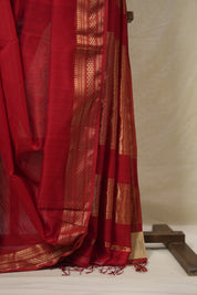 Red Maheshwari Saree - SRRMS1144