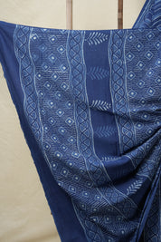 Indigo Blue HBP Cotton Saree - SRIBCS3112