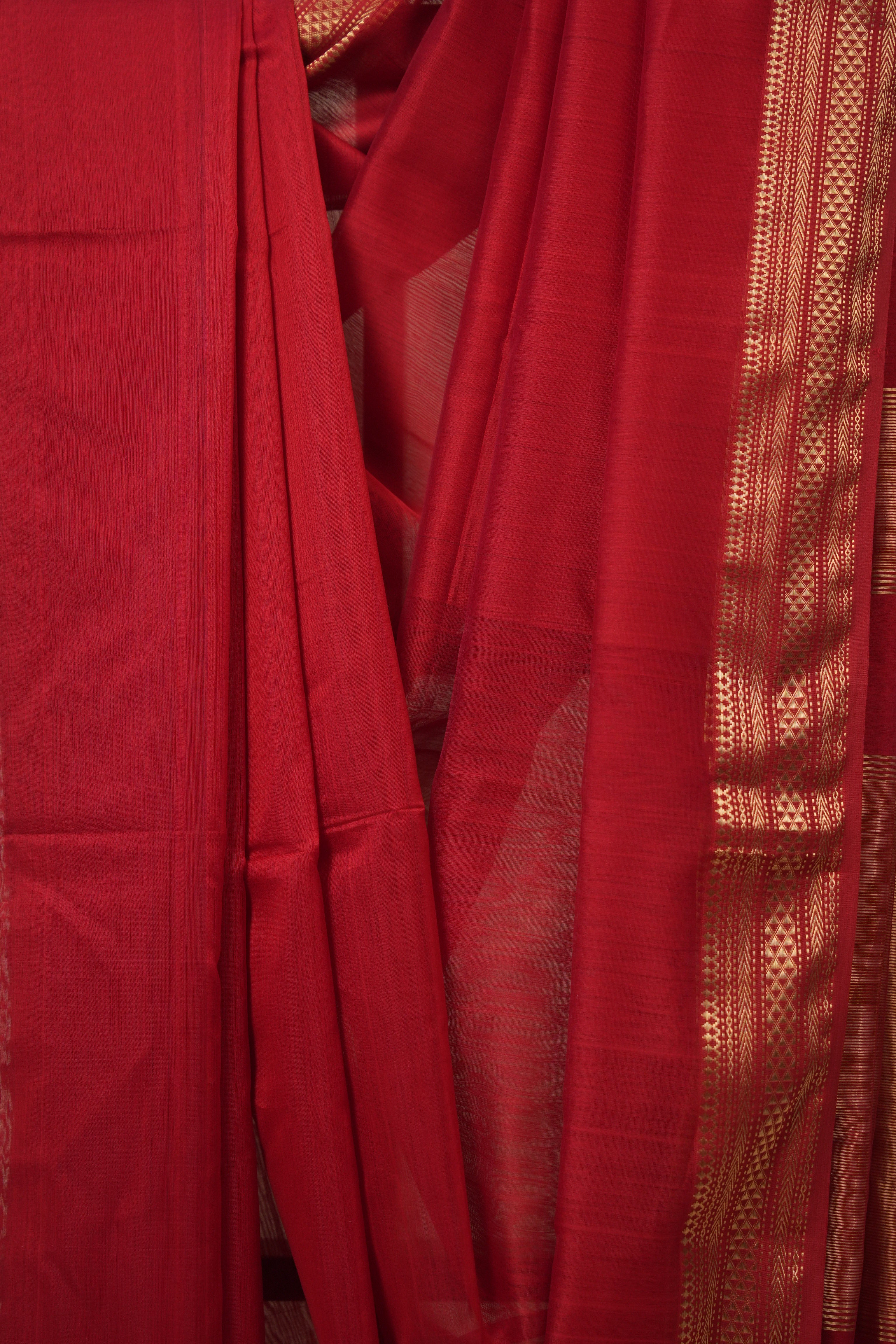 Red Maheshwari Saree - SRRMS1144