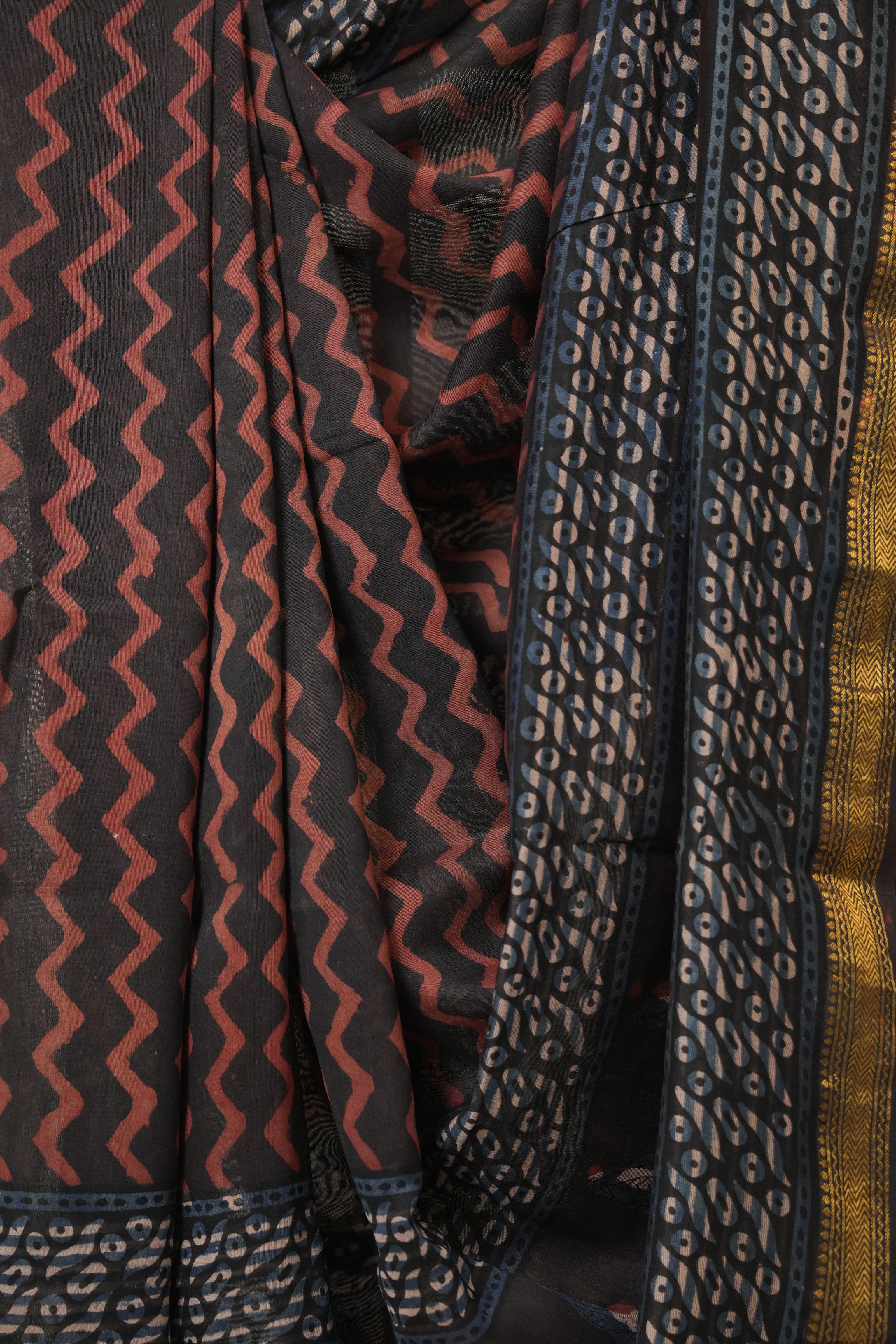 Black Brown HBP Cotton Silk Saree With Maheshwari Border - SRBBCSS1579