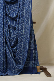 Indigo Blue HBP Cotton Saree - SRIBCS3110