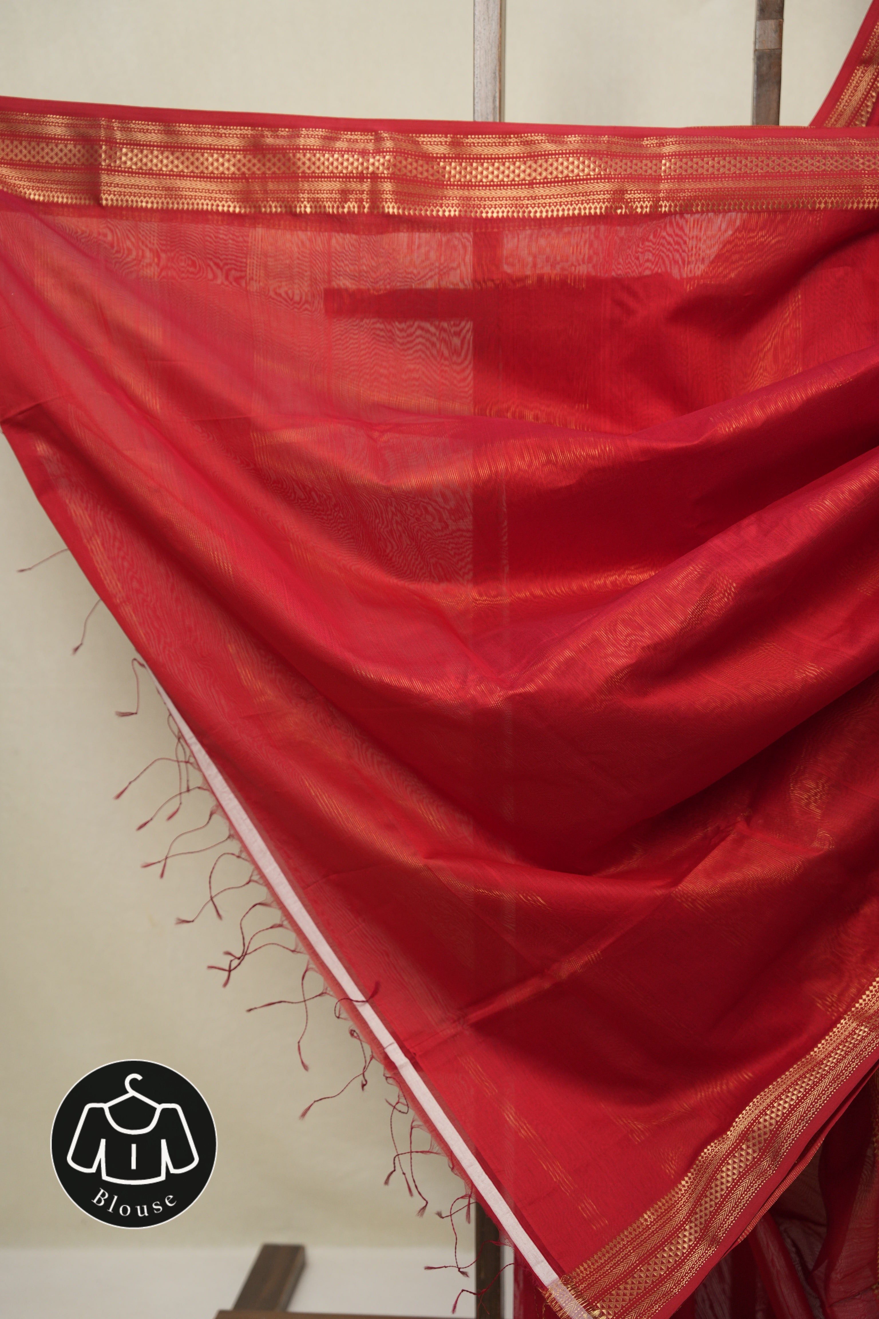 Red Maheshwari Saree - SRRMS1144