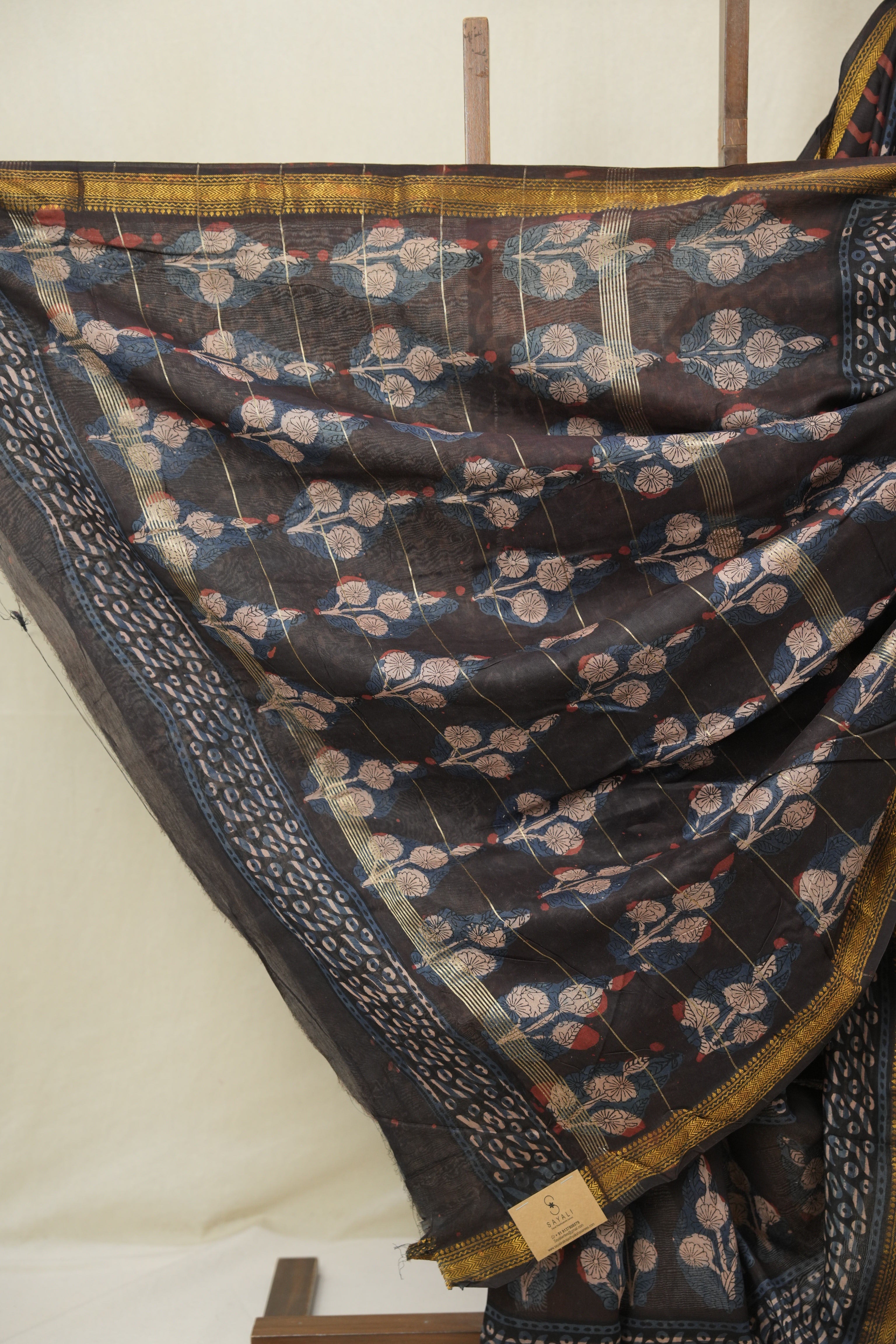 Black Brown HBP Cotton Silk Saree With Maheshwari Border - SRBBCSS1579