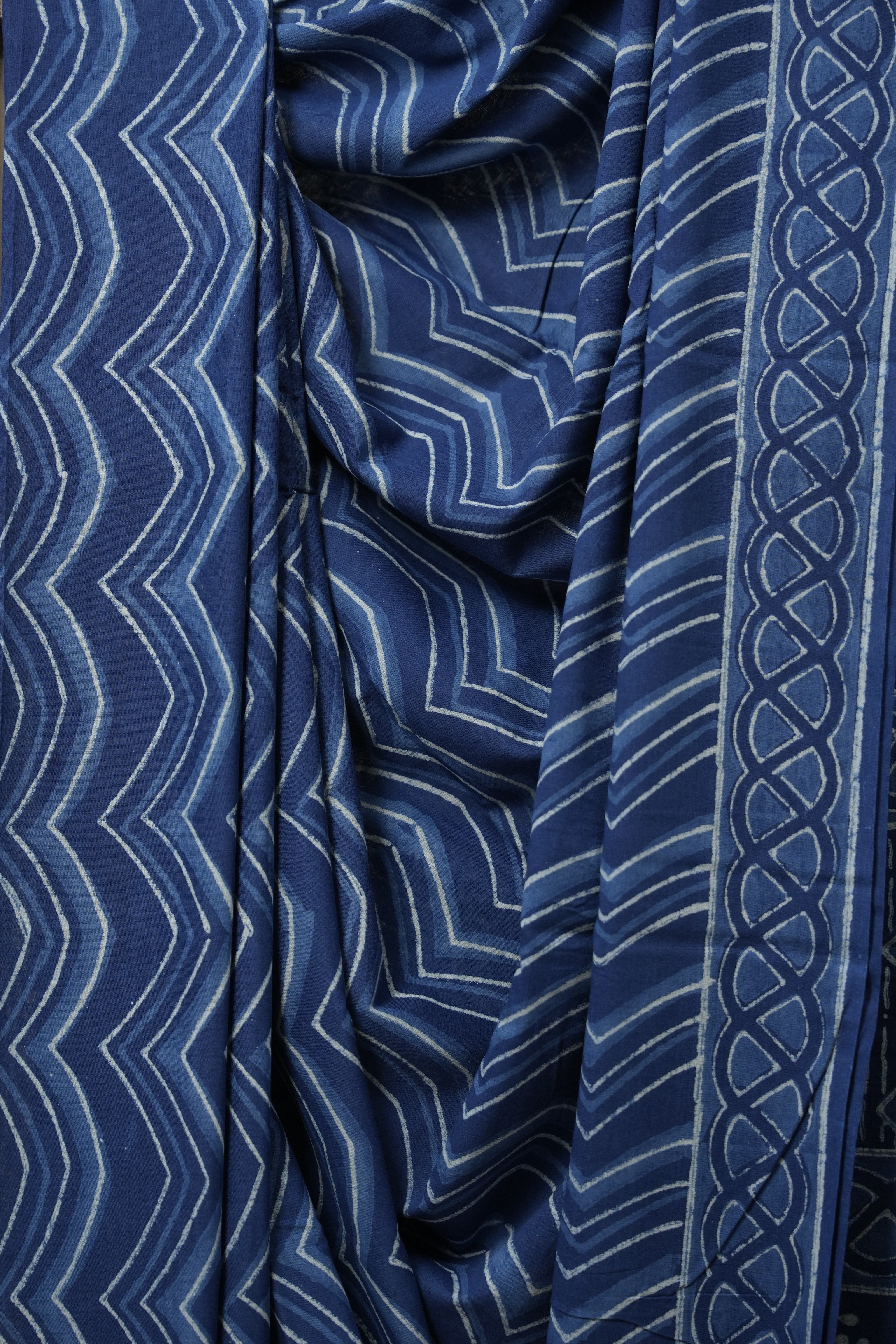 Indigo Blue HBP Cotton Saree - SRIBCS3110