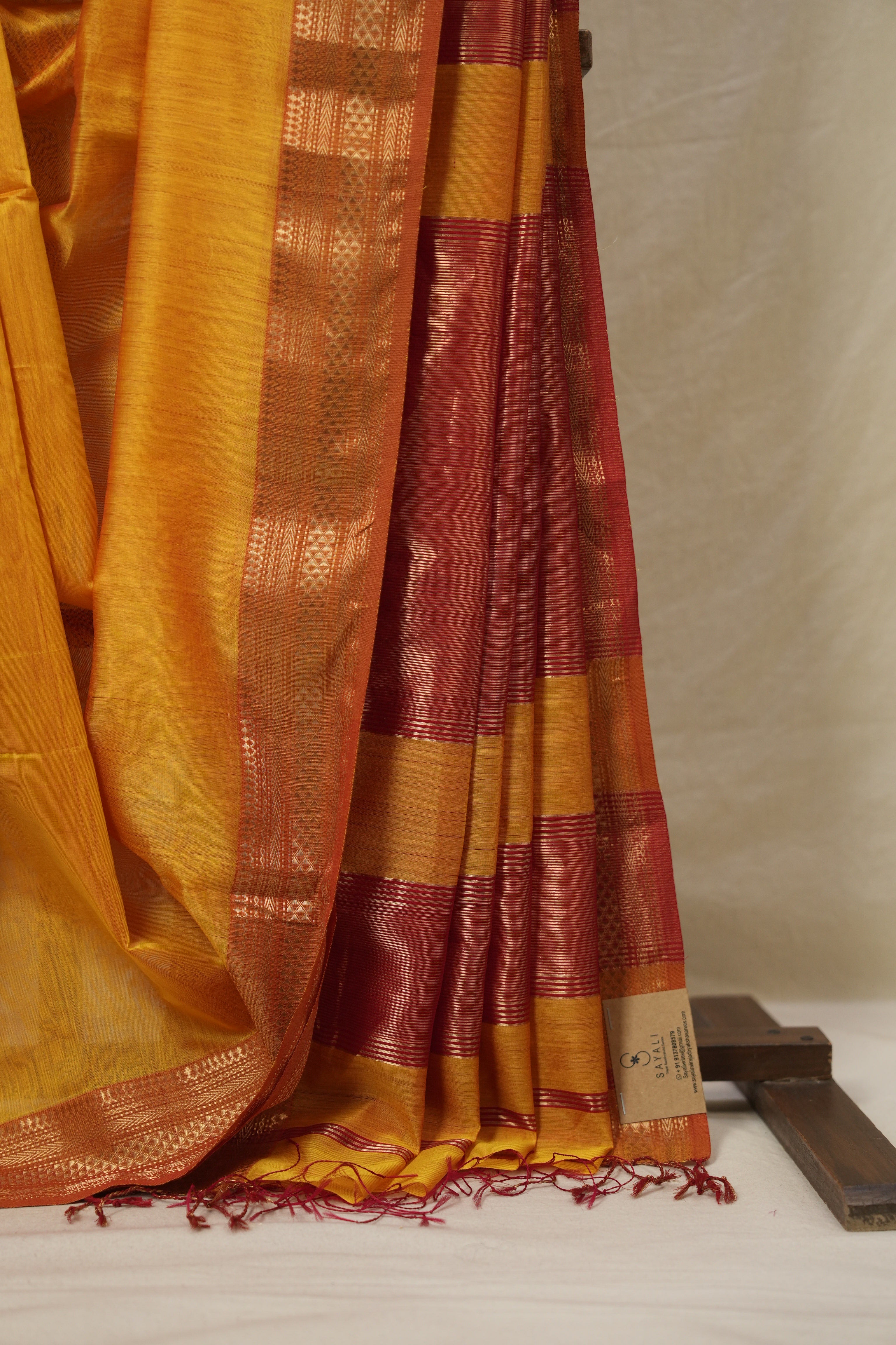 Yellow Maheshwari Saree - SRYMS1145
