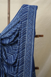 Indigo Blue HBP Cotton Saree - SRIBCS3110