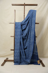 Indigo Blue HBP Cotton Saree - SRIBCS3114