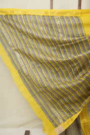 Cream Beige HBP Cotton Silk Saree With Maheshwari Border - SRCBCSS1578