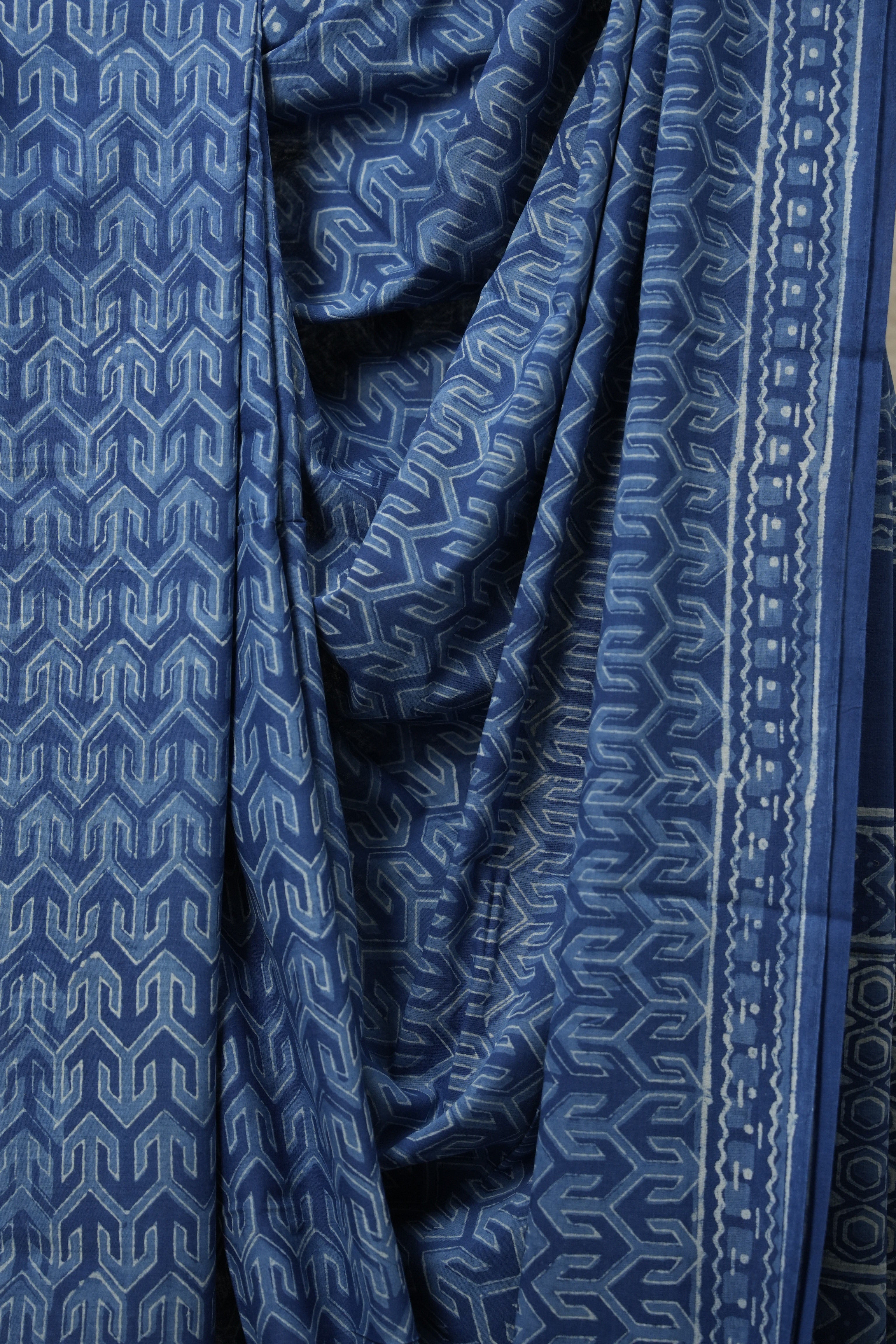 Indigo Blue HBP Cotton Saree - SRIBCS3114