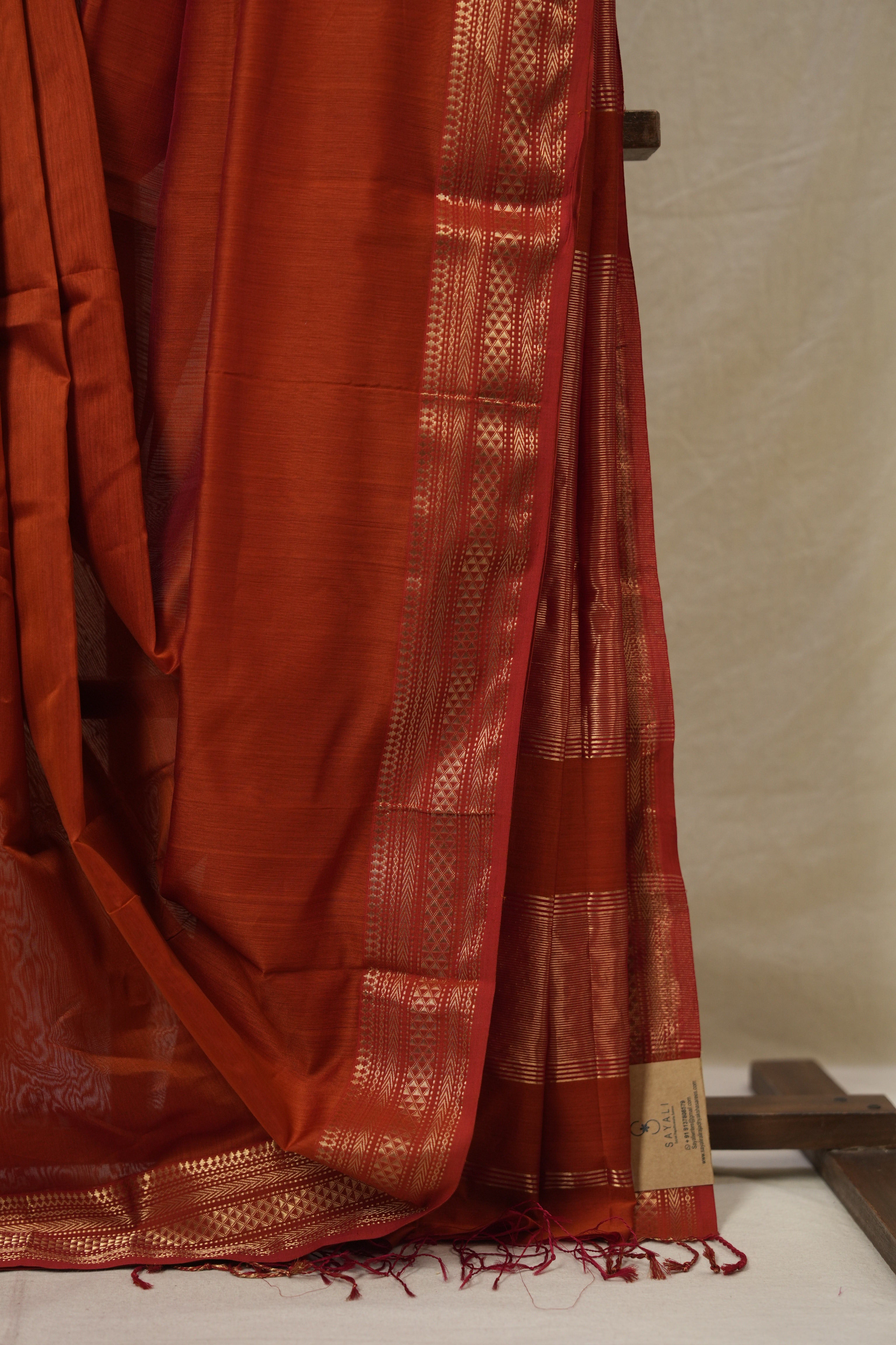 Orange Maheshwari Saree - SROMS1146