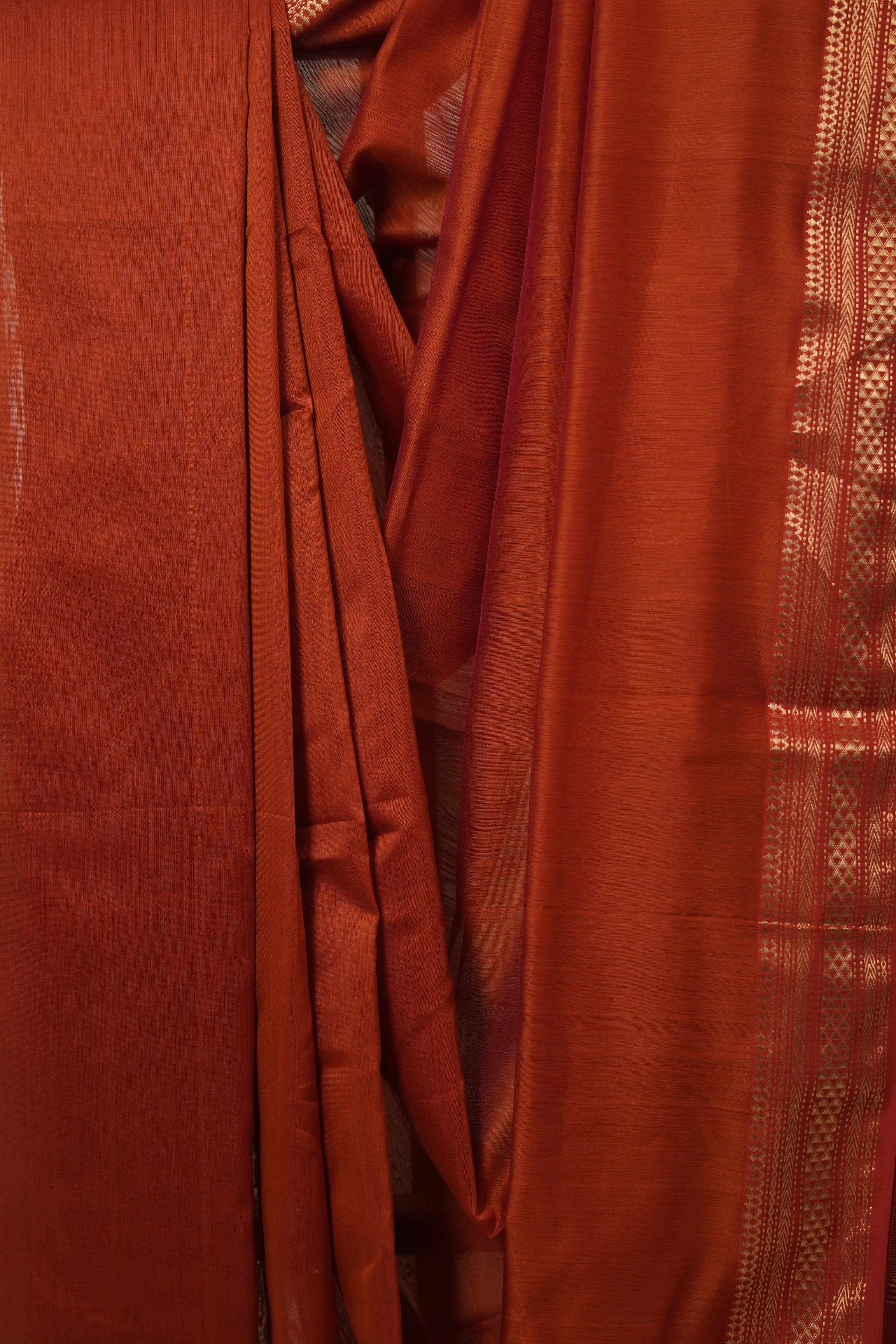 Orange Maheshwari Saree - SROMS1146