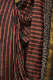 Maroon Brown HBP Cotton Silk Saree With Maheshwari Border - SRMBCSS1577