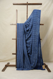 Indigo Blue HBP Cotton Saree - SRIBCS3111