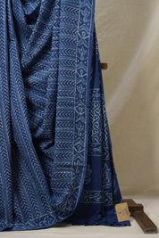 Indigo Blue HBP Cotton Saree - SRIBCS3111