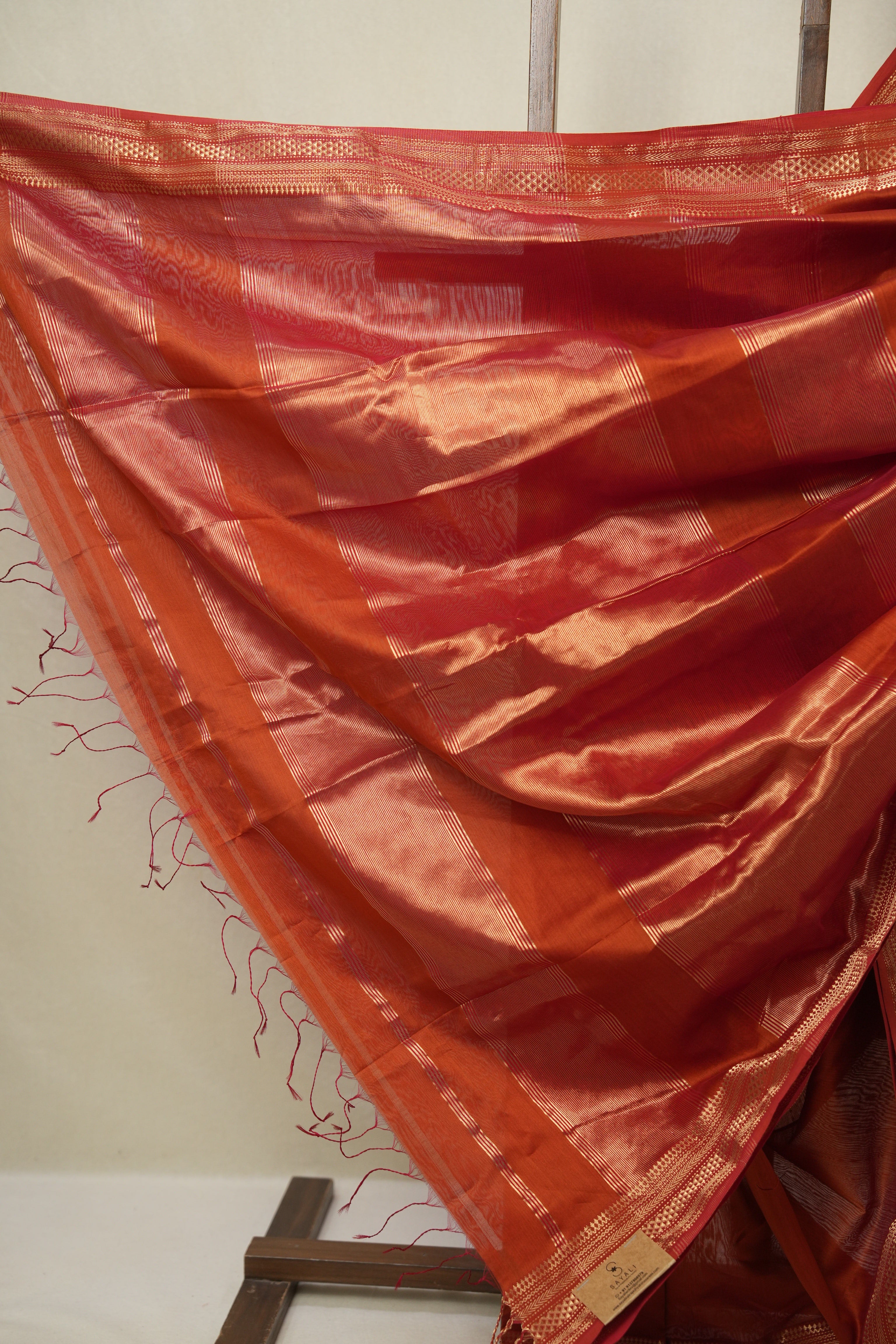 Orange Maheshwari Saree - SROMS1146