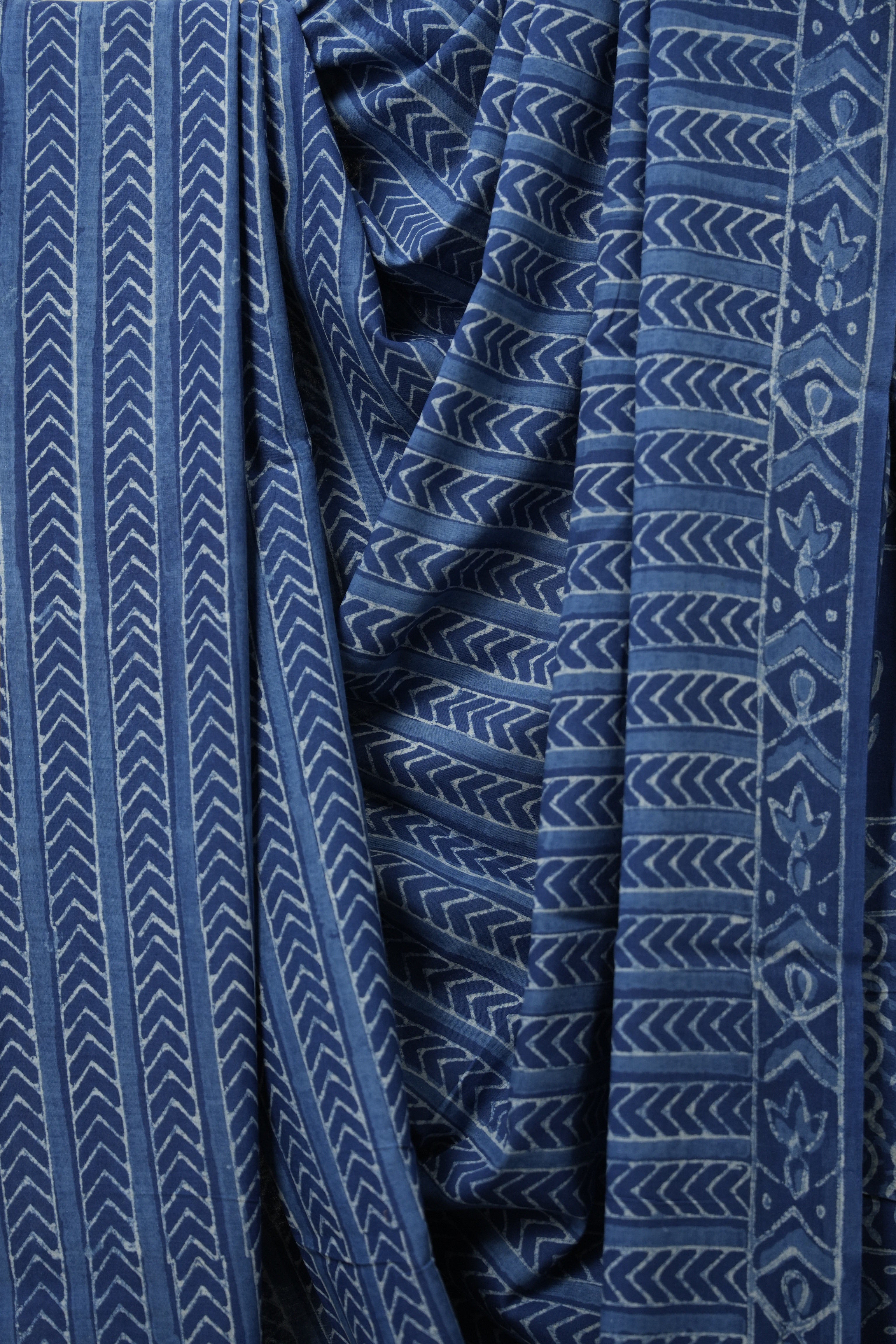 Indigo Blue HBP Cotton Saree - SRIBCS3111