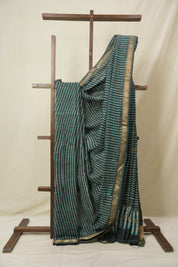 Aqua Teal HBP Cotton Silk Saree With Maheshwari Border - SRATCSS1606