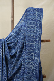 Indigo Blue HBP Cotton Saree - SRIBCS3111