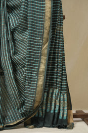 Aqua Teal HBP Cotton Silk Saree With Maheshwari Border - SRATCSS1606