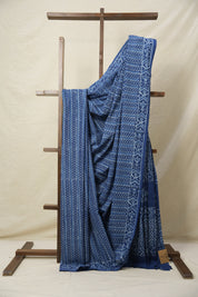 Indigo Blue HBP Cotton Saree - SRIBCS3109