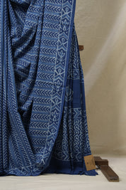 Indigo Blue HBP Cotton Saree - SRIBCS3109
