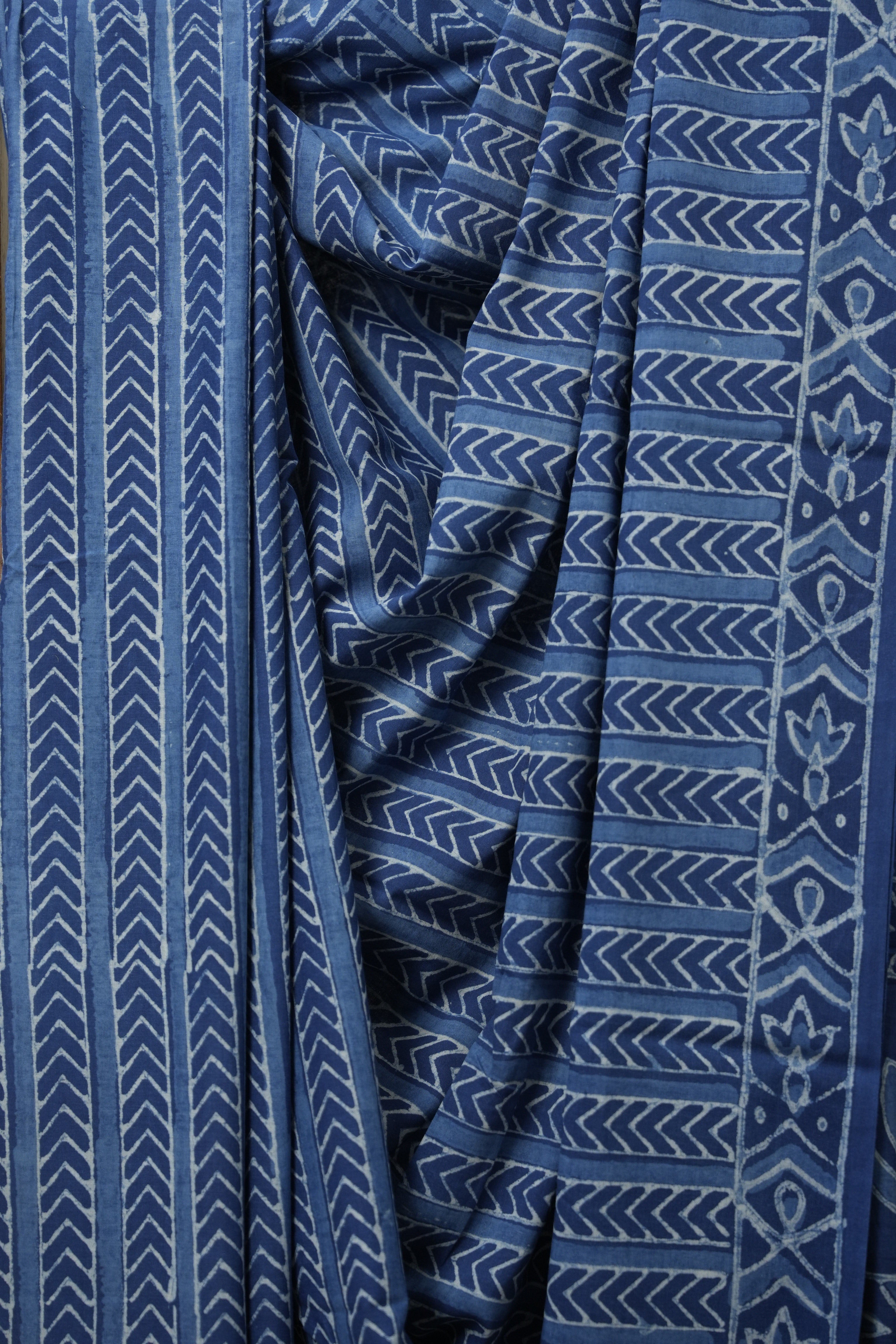 Indigo Blue HBP Cotton Saree - SRIBCS3109