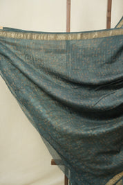 Aqua Teal HBP Cotton Silk Saree With Maheshwari Border - SRATCSS1606