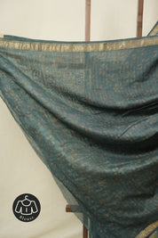 Aqua Teal HBP Cotton Silk Saree With Maheshwari Border - SRATCSS1606