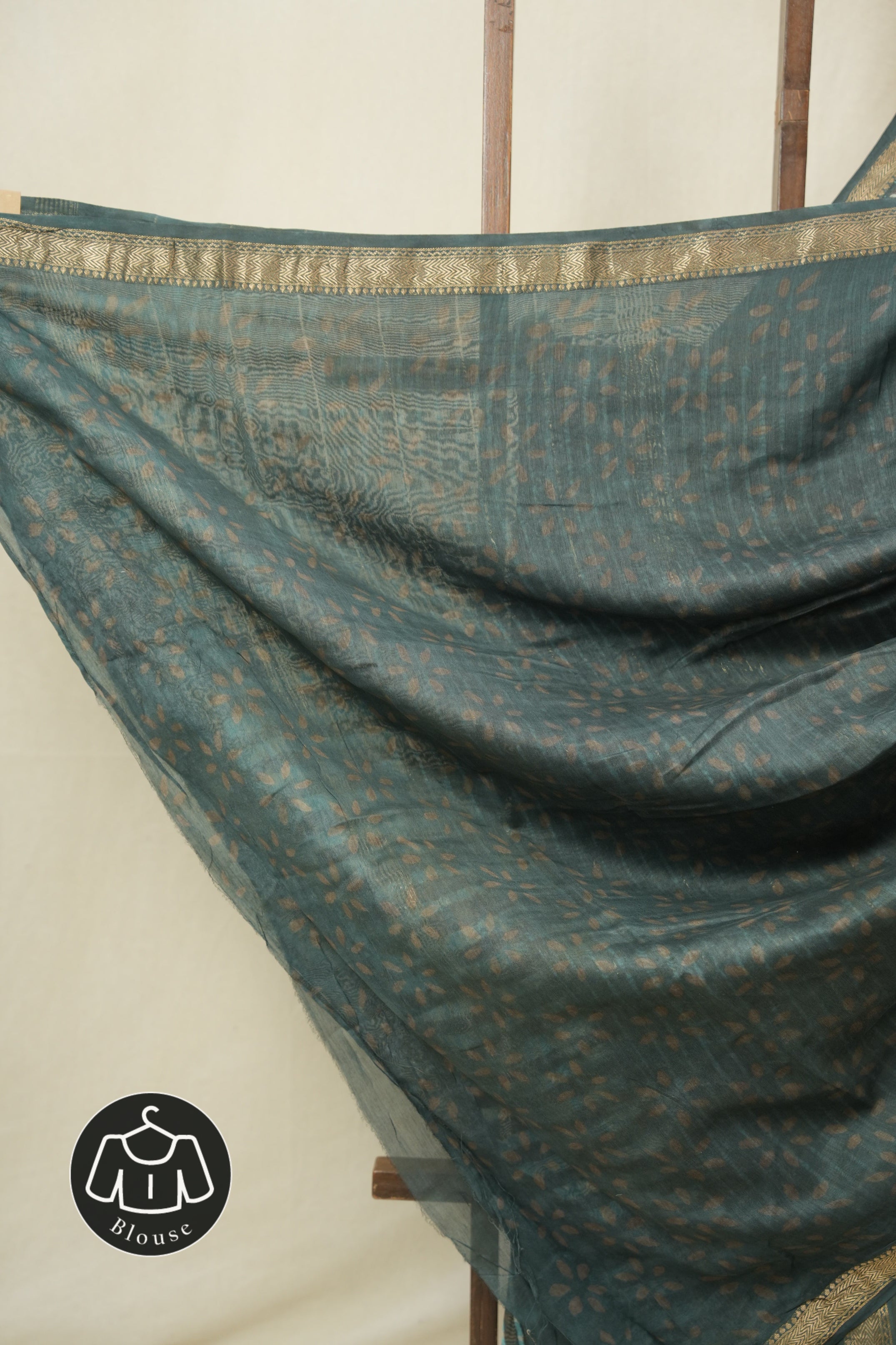 Aqua Teal HBP Cotton Silk Saree With Maheshwari Border - SRATCSS1606