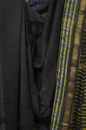 Black HBP Cotton Silk Saree With Maheshwari Border - SRBCSS1605