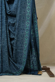 Teal Blue HBP Cotton Saree - SRTBCS3108