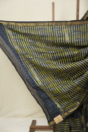 Black HBP Cotton Silk Saree With Maheshwari Border - SRBCSS1605