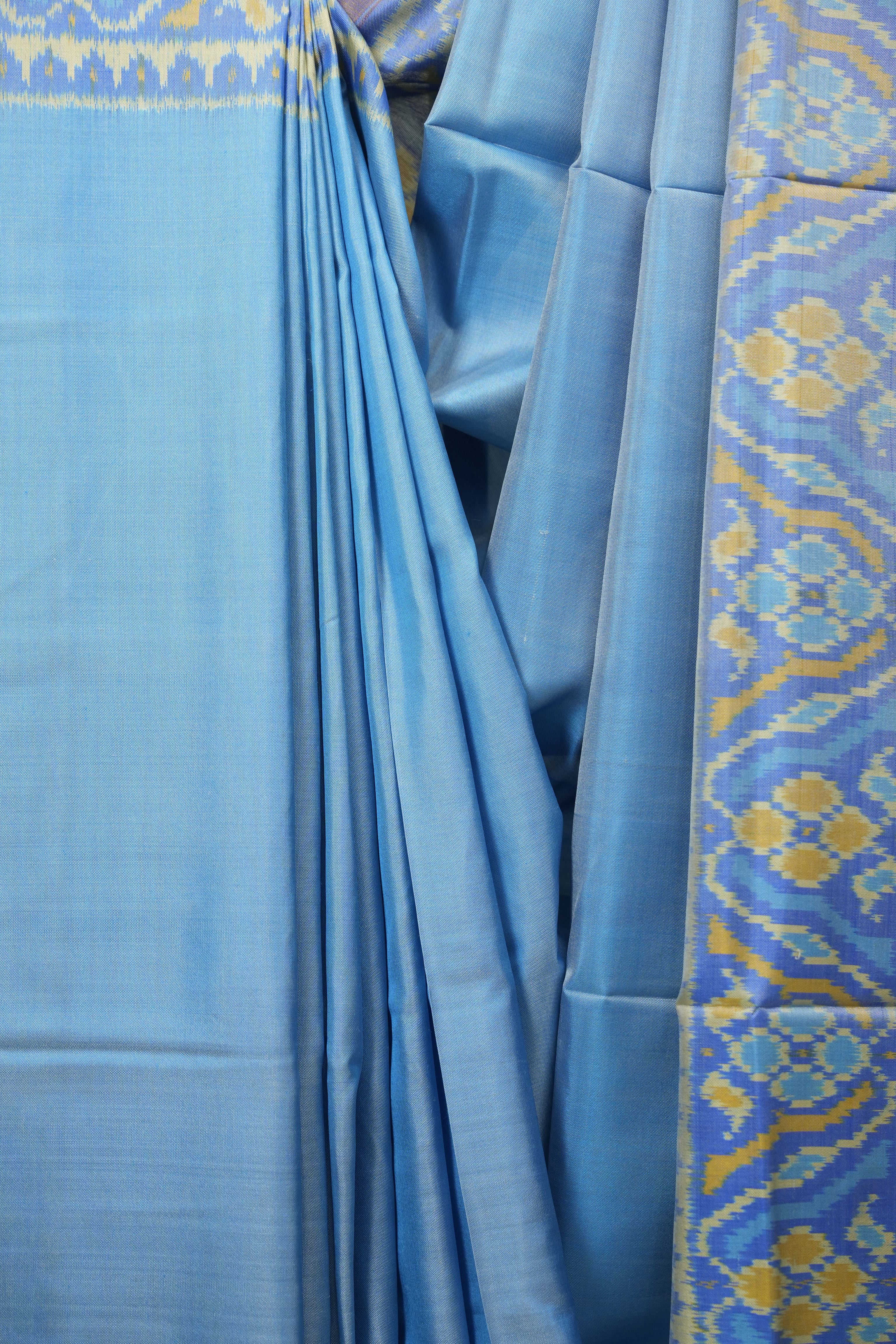 Light Blue Rajkot Patola Silk Saree - SRLBRPSS654
