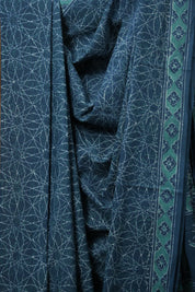 Teal Blue HBP Cotton Saree - SRTBCS3108