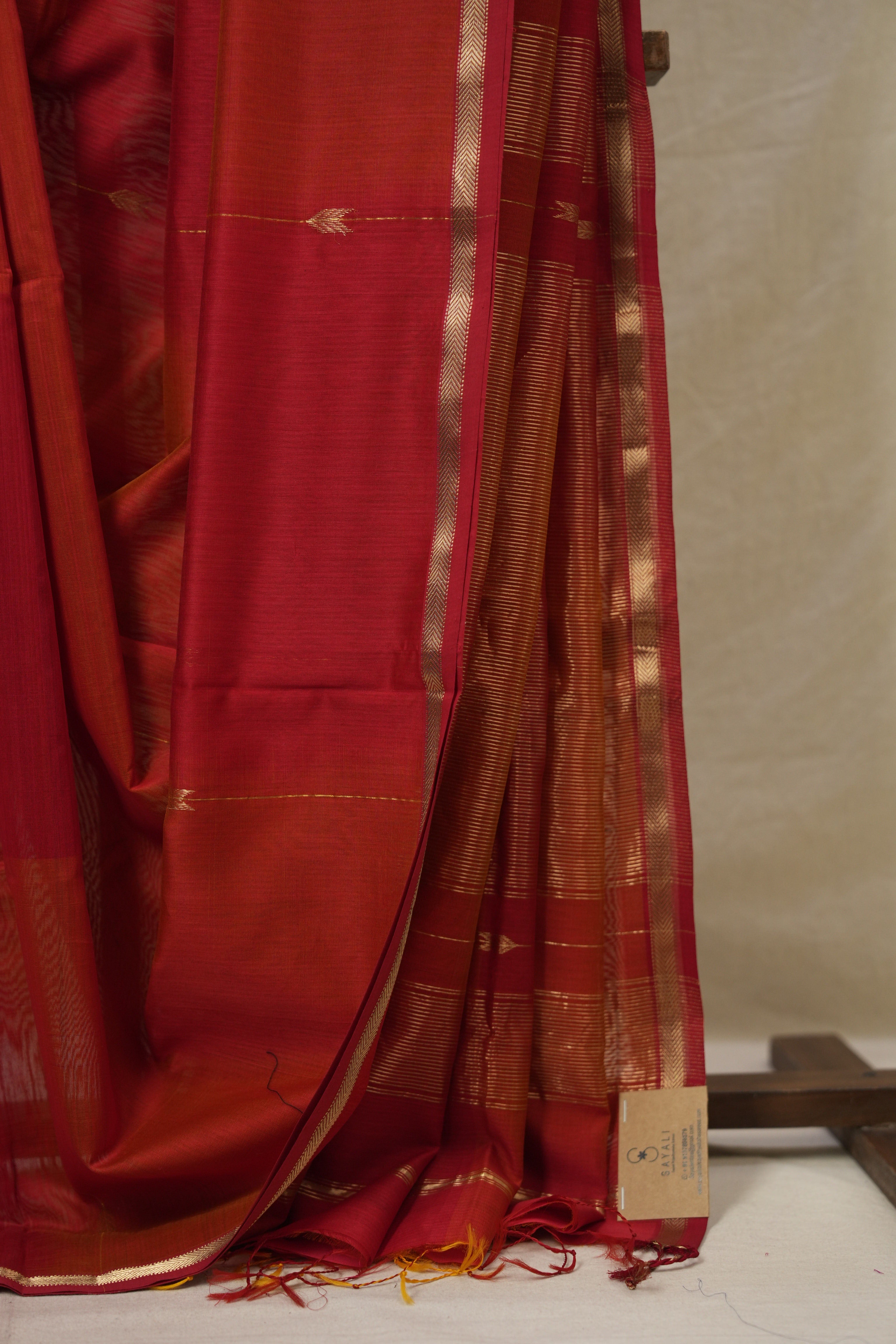 Red Maheshwari Saree - SRRMS1156