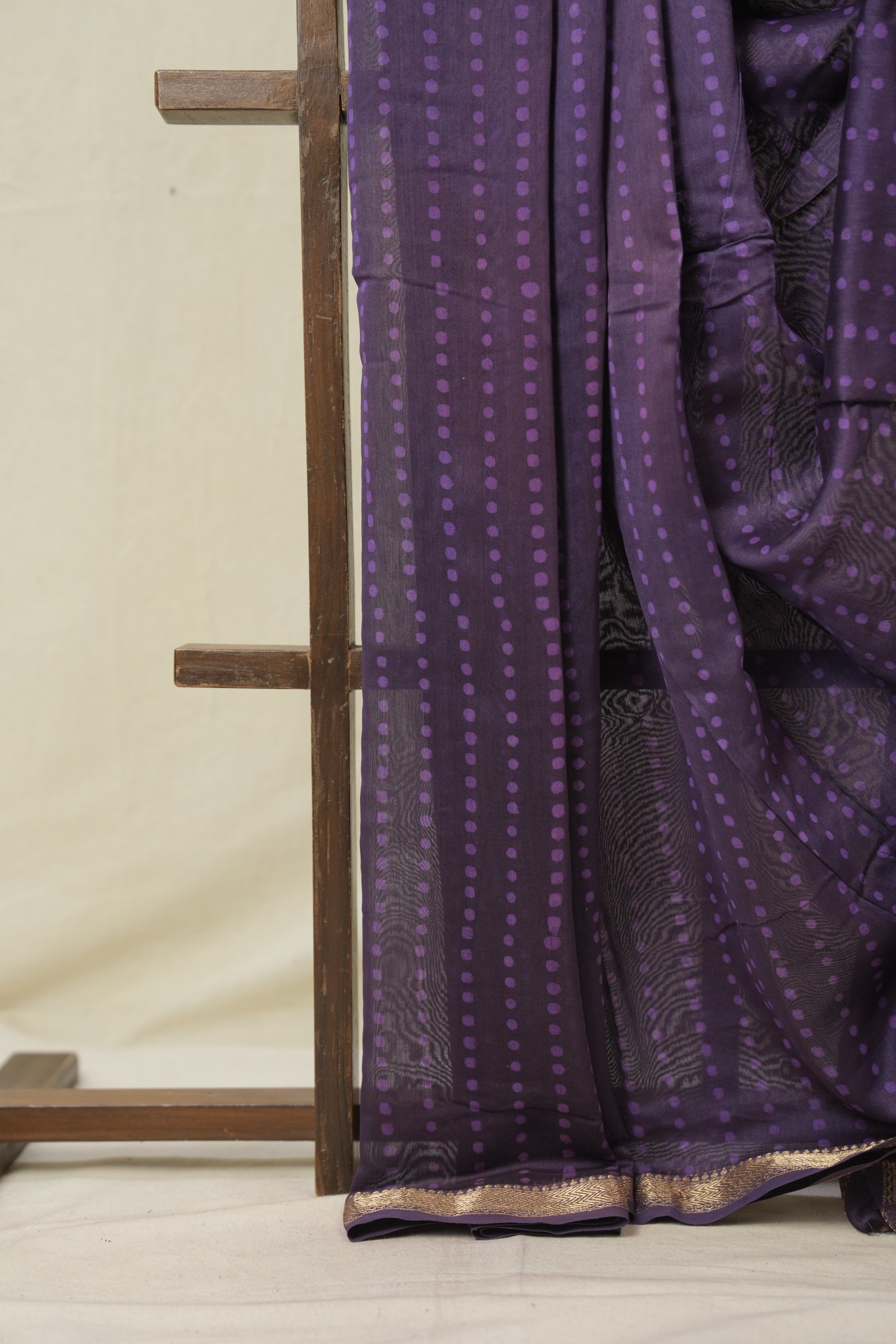 Purple HBP Cotton Silk Saree With Maheshwari Border - SRPCSS1604