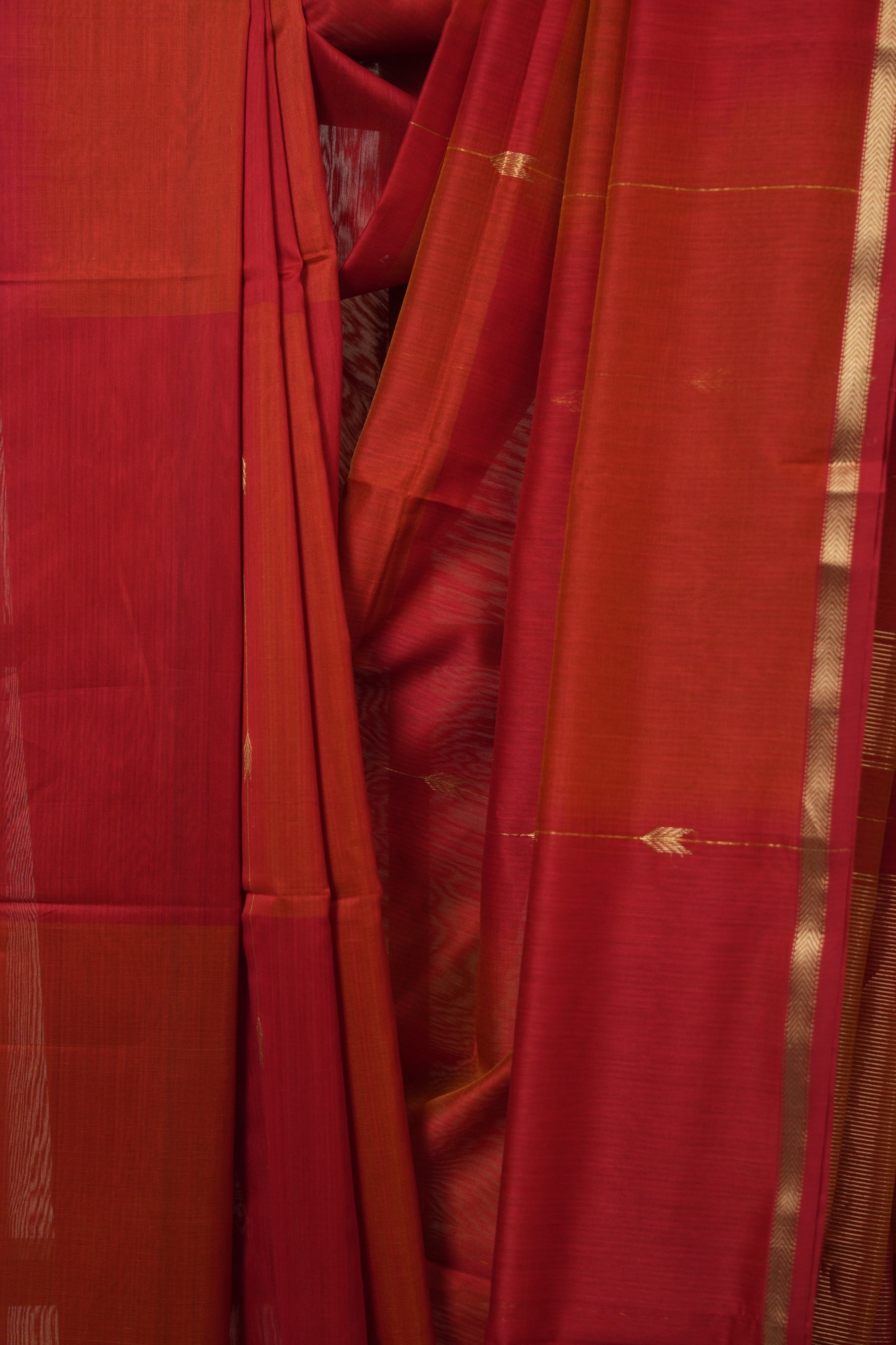 Red Maheshwari Saree - SRRMS1156