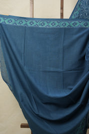 Teal Blue HBP Cotton Saree - SRTBCS3108