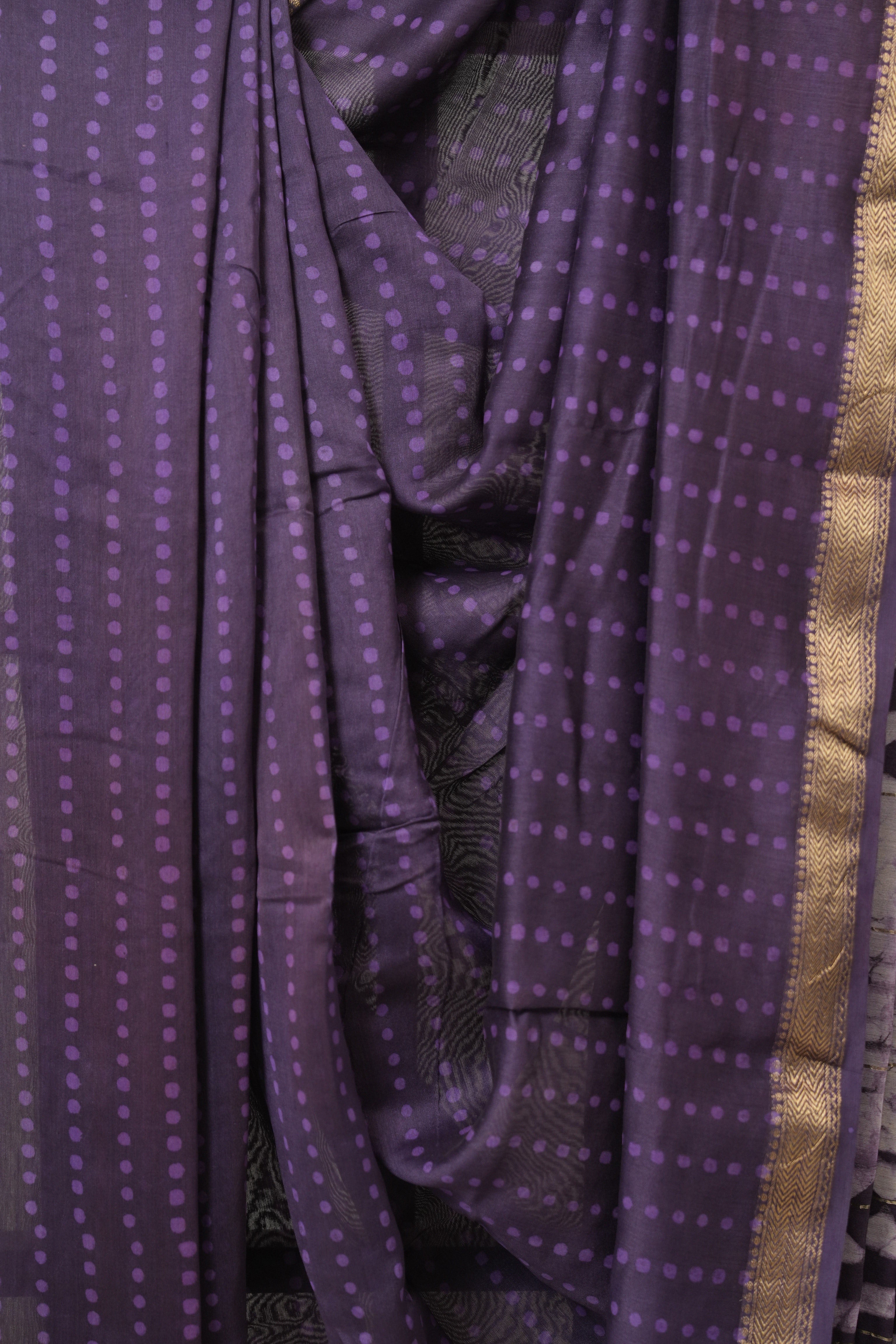 Purple HBP Cotton Silk Saree With Maheshwari Border - SRPCSS1604