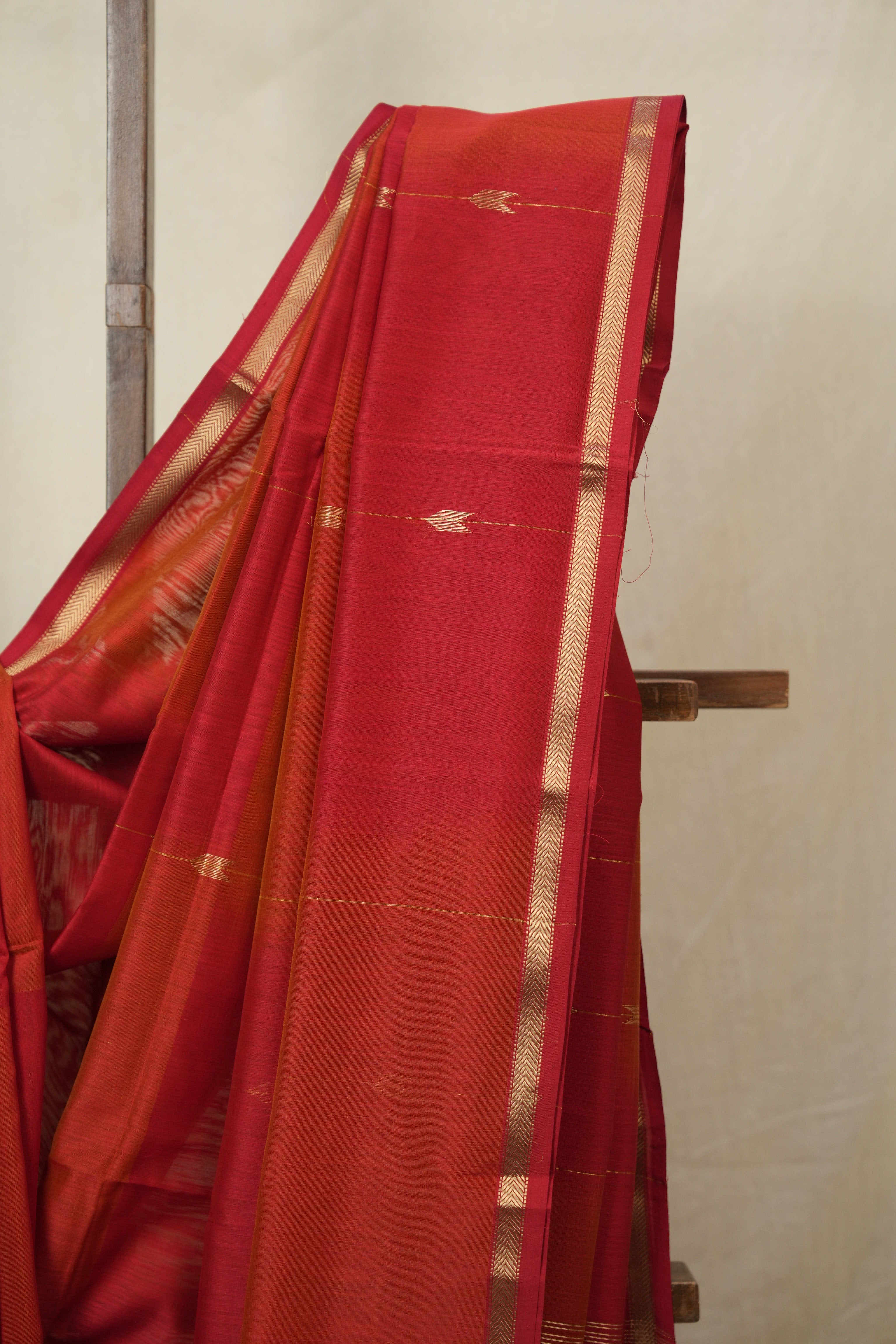 Red Maheshwari Saree - SRRMS1156