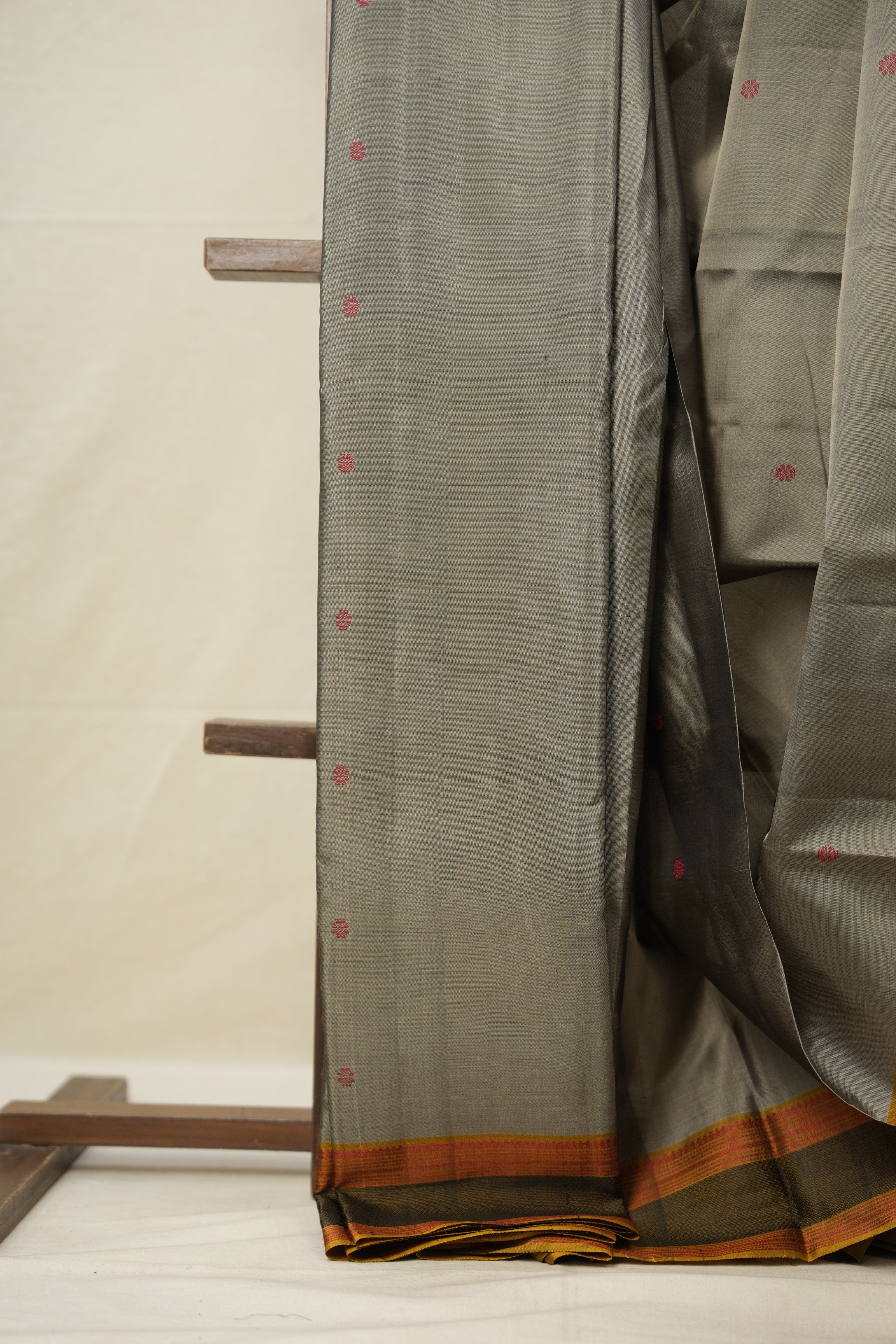 Teal Grey Kanjeevaram Silk Saree SRTGKSS960