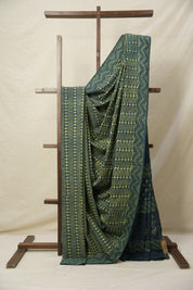 Olive Green Yellow HBP Cotton Saree - SROGYCS3106